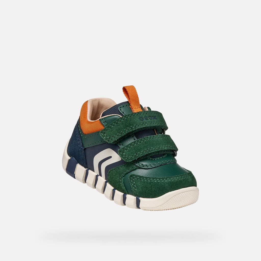 Chaussures b&eacute;b&eacute; scratch IUPIDOO B&Eacute;B&Eacute; Vert for&ecirc;t/Orange - image number 4 | GEOX