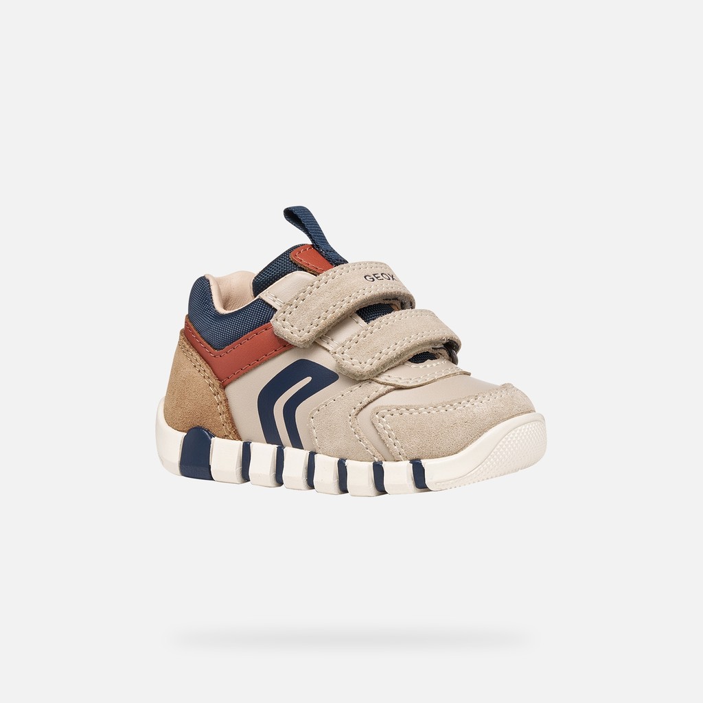 Toddler velcro shoes IUPIDOO BABY Light Taupe/Orange - image number 2 | GEOX
