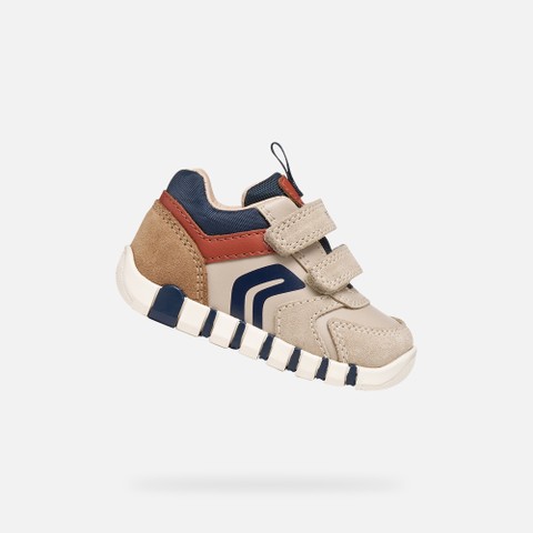 Toddler velcro shoes IUPIDOO BABY Light Taupe/Orange | GEOX