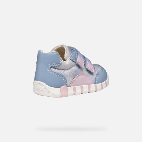 sneakers with straps IUPIDOO BABY GIRL Light Avio/Pink - image number 4 | GEOX