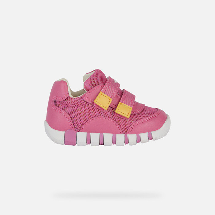 Sneakers with straps IUPIDOO BABY Dark Pink/Yellow | GEOX