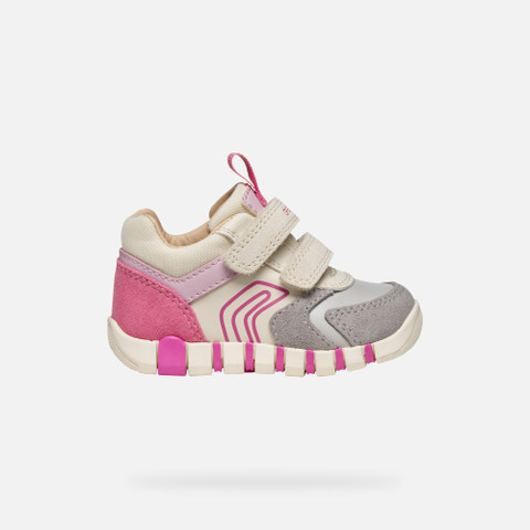 Sneakers with straps IUPIDOO BABY Grey/Fuchsia - image number 1 | GEOX