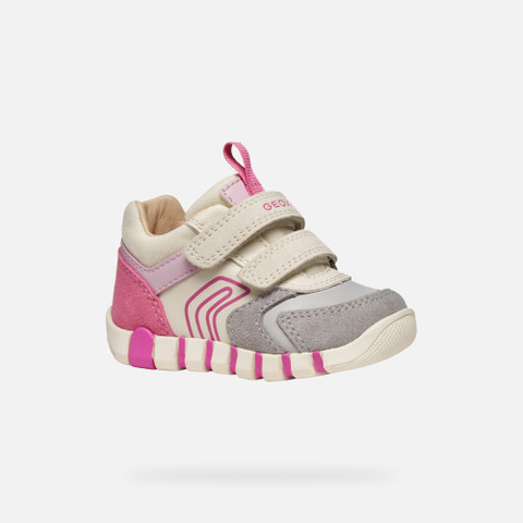 Sneakers with straps IUPIDOO BABY Grey/Fuchsia - image number 2 | GEOX