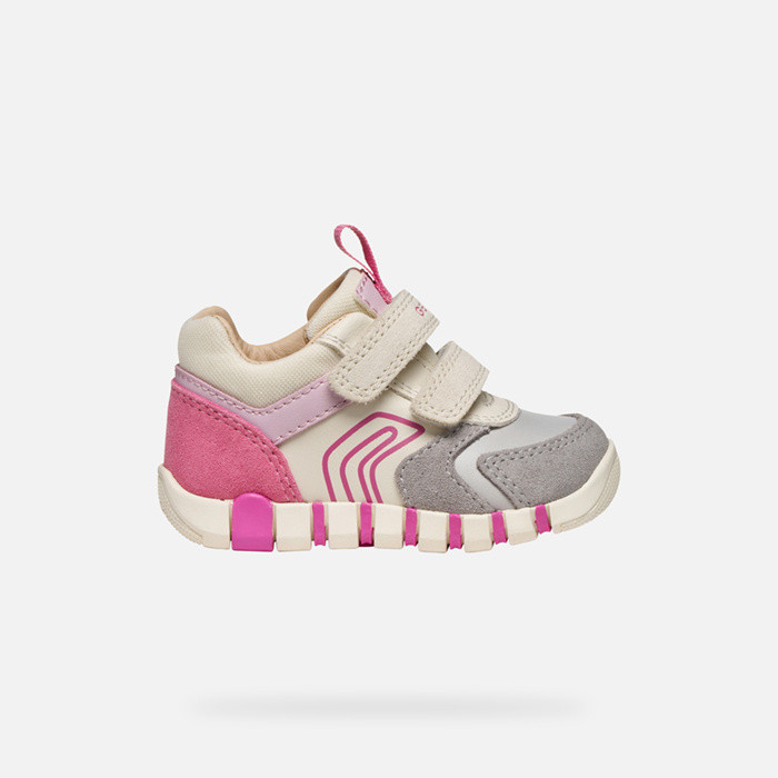 Sneakers with straps IUPIDOO BABY Grey/Fuchsia | GEOX