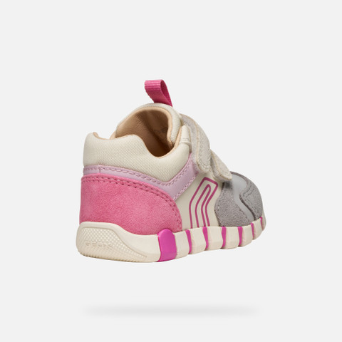 Sneakers with straps IUPIDOO BABY Grey/Fuchsia - image number 4 | GEOX