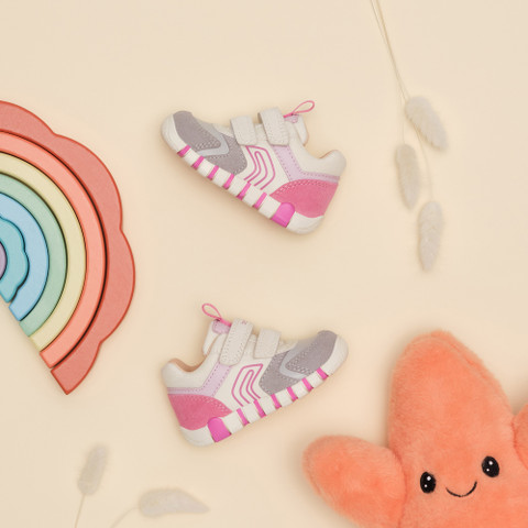 Sneakers with straps IUPIDOO BABY Grey/Fuchsia - image number 1 | GEOX