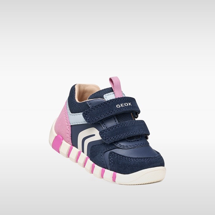 Sneakers with straps IUPIDOO BABY Navy/Dark Pink | GEOX