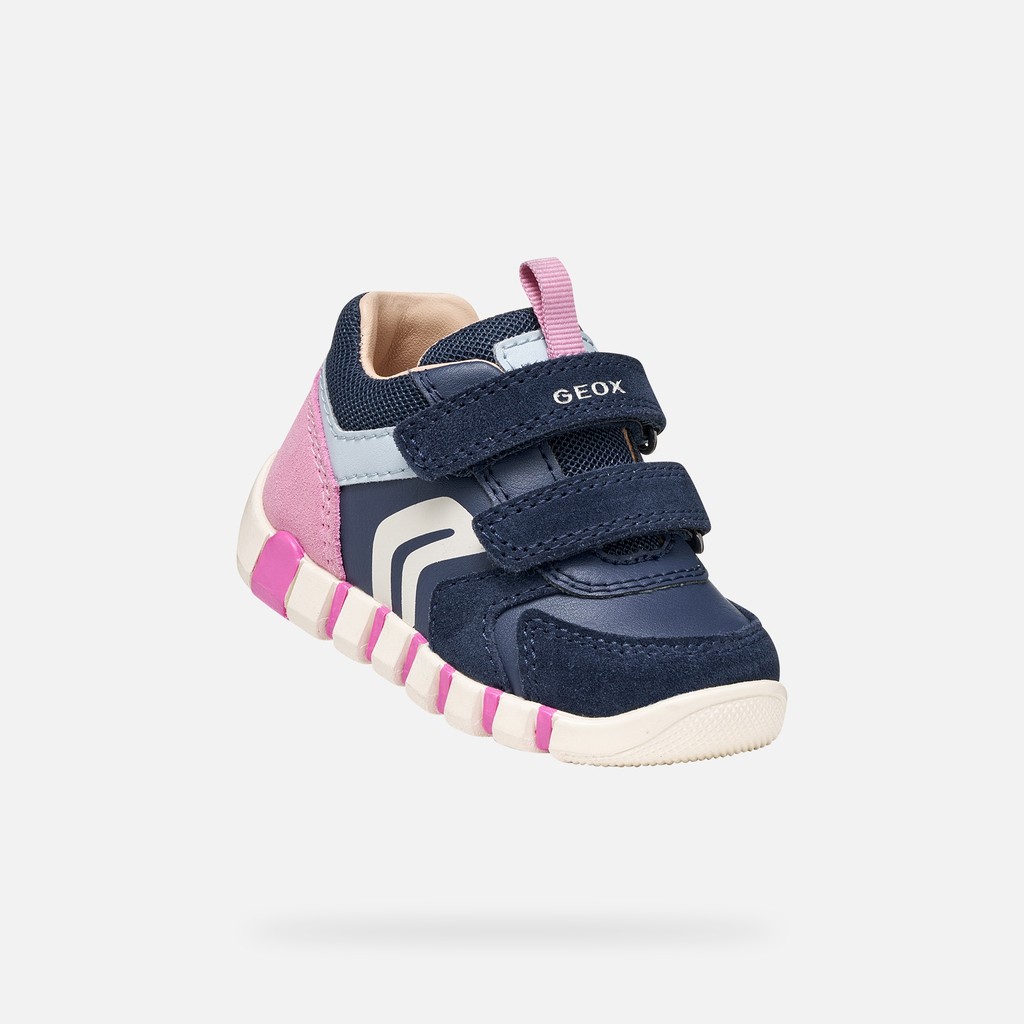 Toddler velcro shoes IUPIDOO BABY Navy/Dark Pink - image number 4 | GEOX