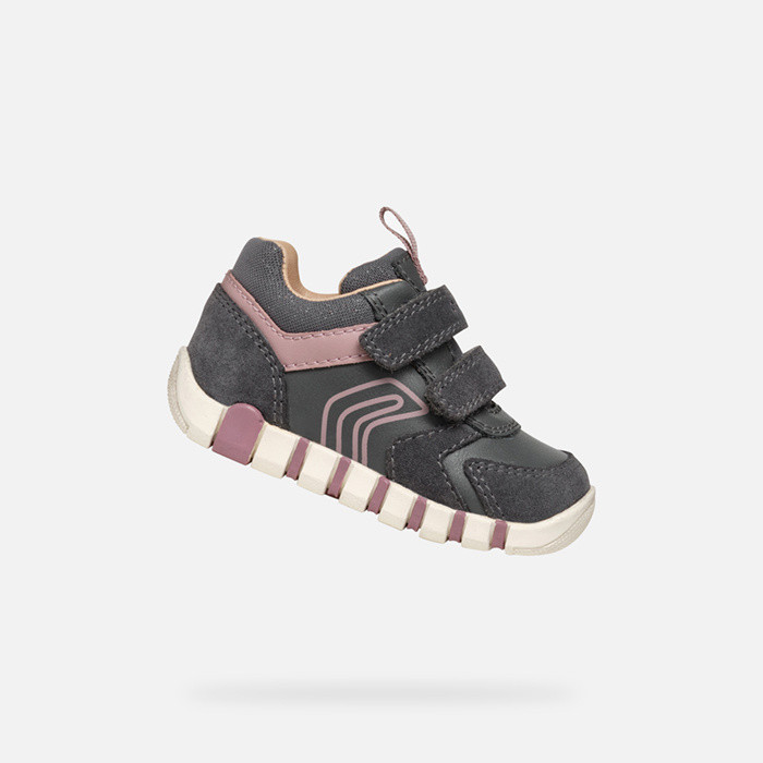 Sneakers with straps IUPIDOO BABY Dark Gray/Rose | GEOX