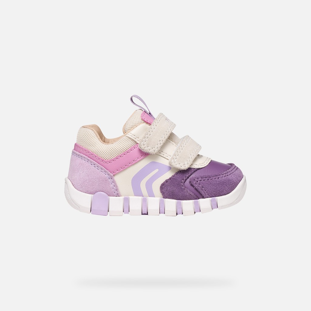 Toddler velcro shoes IUPIDOO BABY Light ivory/Prune - image number 1 | GEOX