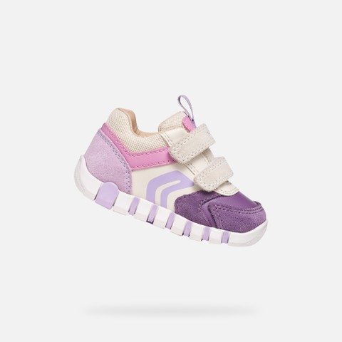 Toddler velcro shoes IUPIDOO BABY Light ivory/Prune - image number 0 | GEOX