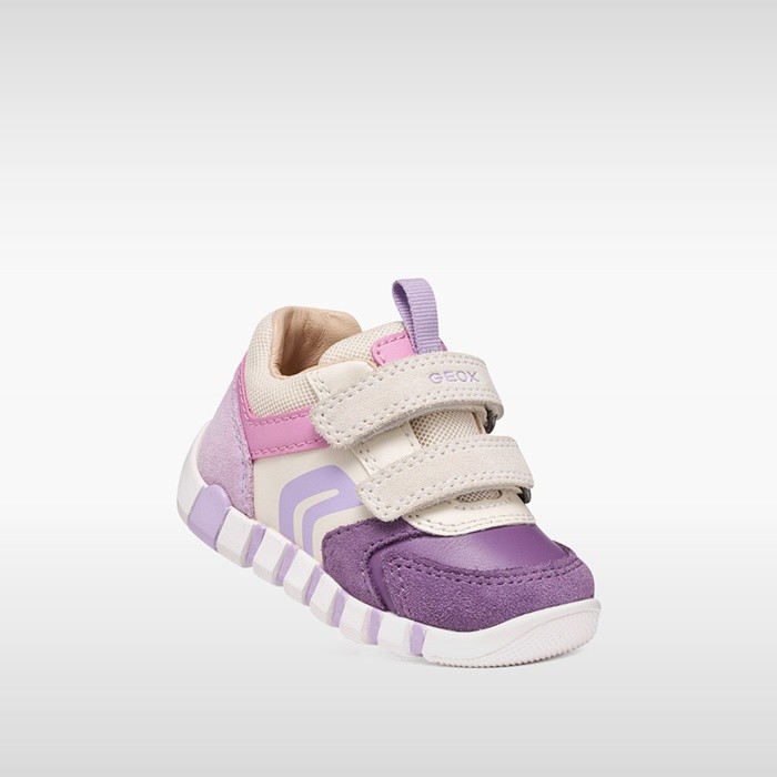 Sneakers with straps IUPIDOO BABY Light ivory/Prune | GEOX