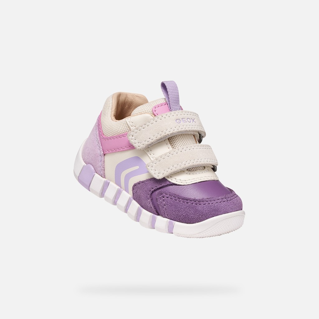 Toddler velcro shoes IUPIDOO BABY Light ivory/Prune - image number 4 | GEOX