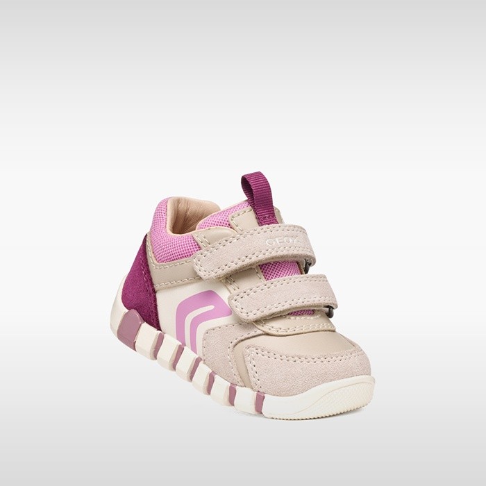 Toddler velcro shoes IUPIDOO BABY Beige/Dark Pink | GEOX