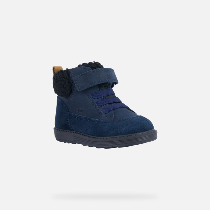 boots bebe garcon a lacets et zip avec doublure chaude debordante bleu  bottes et chaussures montantes bebe