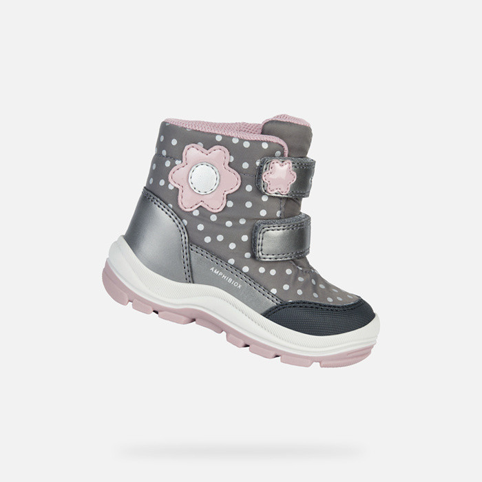 ANKLE BOOTS BABY GIRL FLANFIL ABX TODDLER GIRL - DARK GREY/PINK