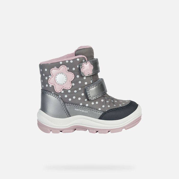 Waterproof boots FLANFIL ABX TODDLER Dark Gray/Pink | GEOX
