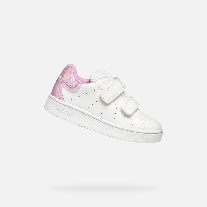 Sneakers à scratch ECLYPER PETITE FILLE Blanc/Rose | GEOX