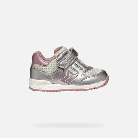 sneakers with straps RISHON BABY GIRL Dark Silver/Rose - image number 1 | GEOX