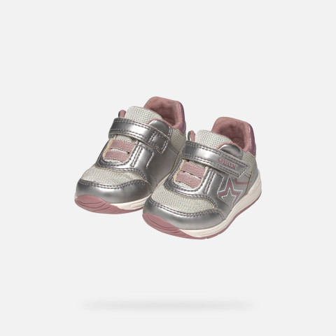 sneakers with straps RISHON BABY GIRL Dark Silver/Rose - image number 7 | GEOX