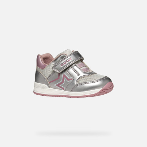 sneakers with straps RISHON BABY GIRL Dark Silver/Rose - image number 2 | GEOX
