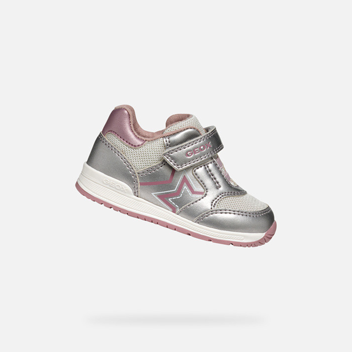 Sneakers with straps RISHON BABY GIRL Dark Silver/Rose | GEOX