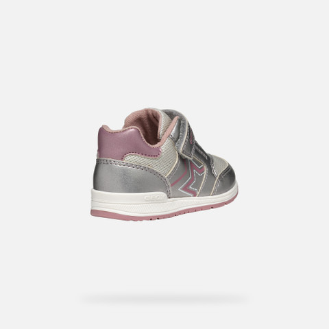 sneakers with straps RISHON BABY GIRL Dark Silver/Rose - image number 4 | GEOX
