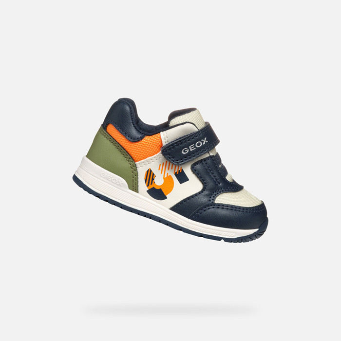 Sneakers à scratch RISHON BÉBÉ Bleu marine/Orange clair | GEOX