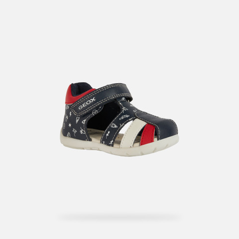closed toe sandals ELTHAN BABY BOY Navy/Red - image number 2 | GEOX