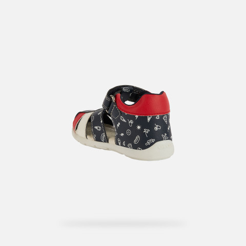 closed toe sandals ELTHAN BABY BOY Navy/Red - image number 3 | GEOX