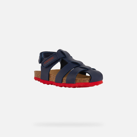 closed toe sandals SANDAL CHALKI TODDLER BOY Navy/Red - image number 2 | GEOX