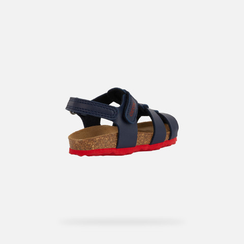 closed toe sandals SANDAL CHALKI TODDLER BOY Navy/Red - image number 4 | GEOX