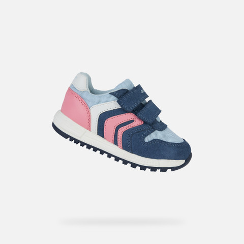sneakers with straps ALBEN BABY Avio/Light coral - image number 0 | GEOX