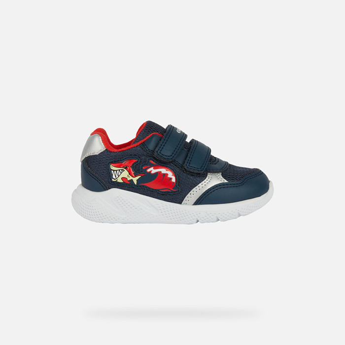 Sneakers à scratch SPRINTYE PETIT GARÇON Bleu marine/Rouge | GEOX
