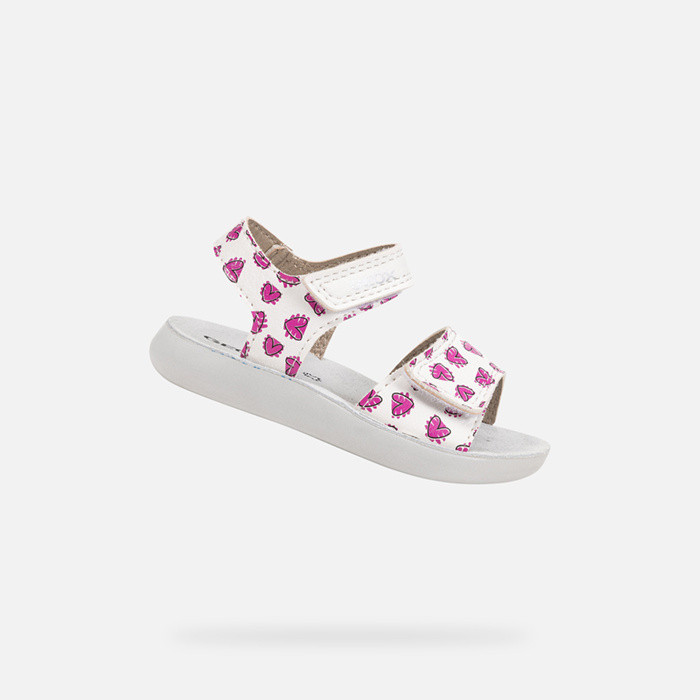 Sandals with straps SANDAL LIGHTFLOPPY TODDLER GIRL White/Fuchsia | GEOX