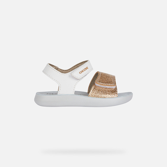 Sandals with straps SANDAL LIGHTFLOPPY TODDLER GIRL White/Gold | GEOX