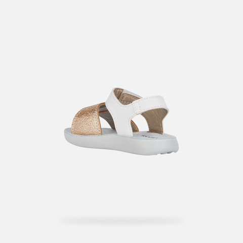 sandals with straps SANDAL LIGHTFLOPPY TODDLER GIRL White/Gold - image number 3 | GEOX