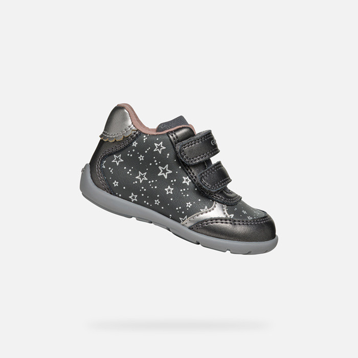 Sneakers with straps ELTHAN BABY GIRL Dark grey/Dark silver | GEOX