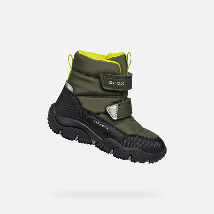 Waterproof boots BALTIC ABX BABY Dark green/Lime green | GEOX