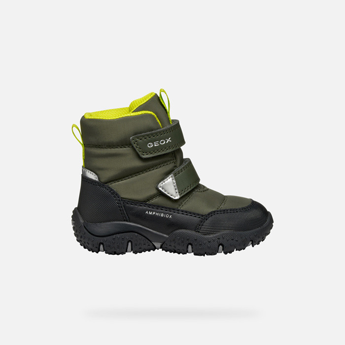 Waterproof boots BALTIC ABX BABY Dark green/Lime green | GEOX