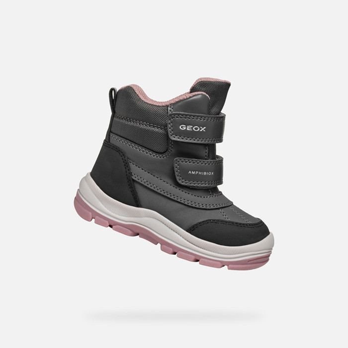 Waterproof boots FLANFIL ABX BABY Anthracite/Dark Pink | GEOX