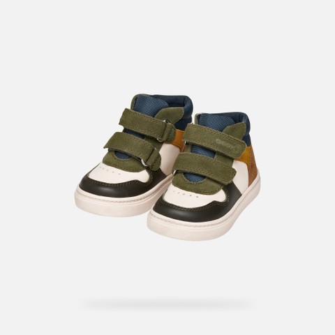 Sneakers con strappo NASHIK BIMBO Avorio chiaro/Verde scuro - image number 7 | GEOX