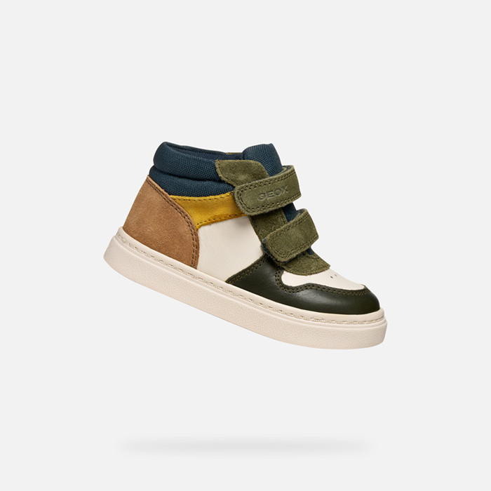 Sneakers with straps NASHIK TODDLER Light ivory/Dark green | GEOX