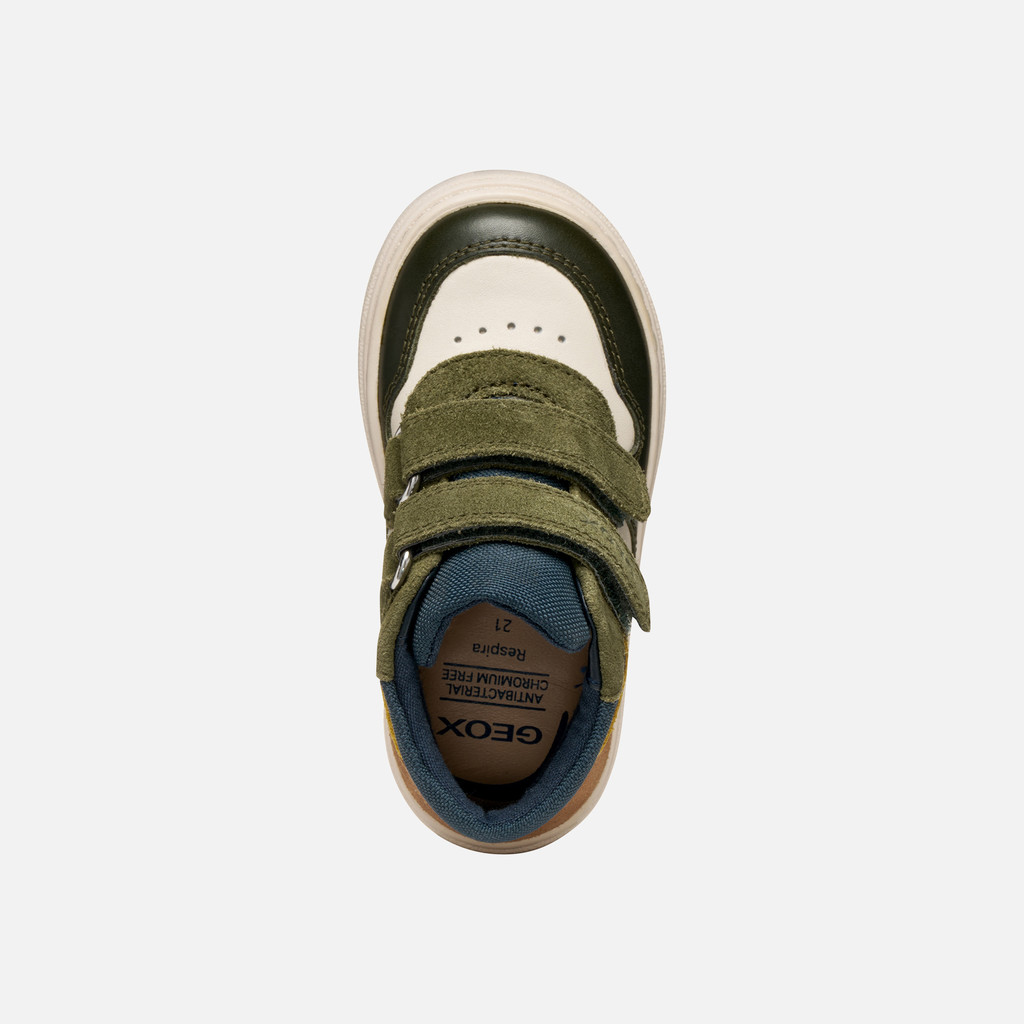 Sneakers with straps NASHIK TODDLER BOY Light ivory/Dark green - image number 5 | GEOX