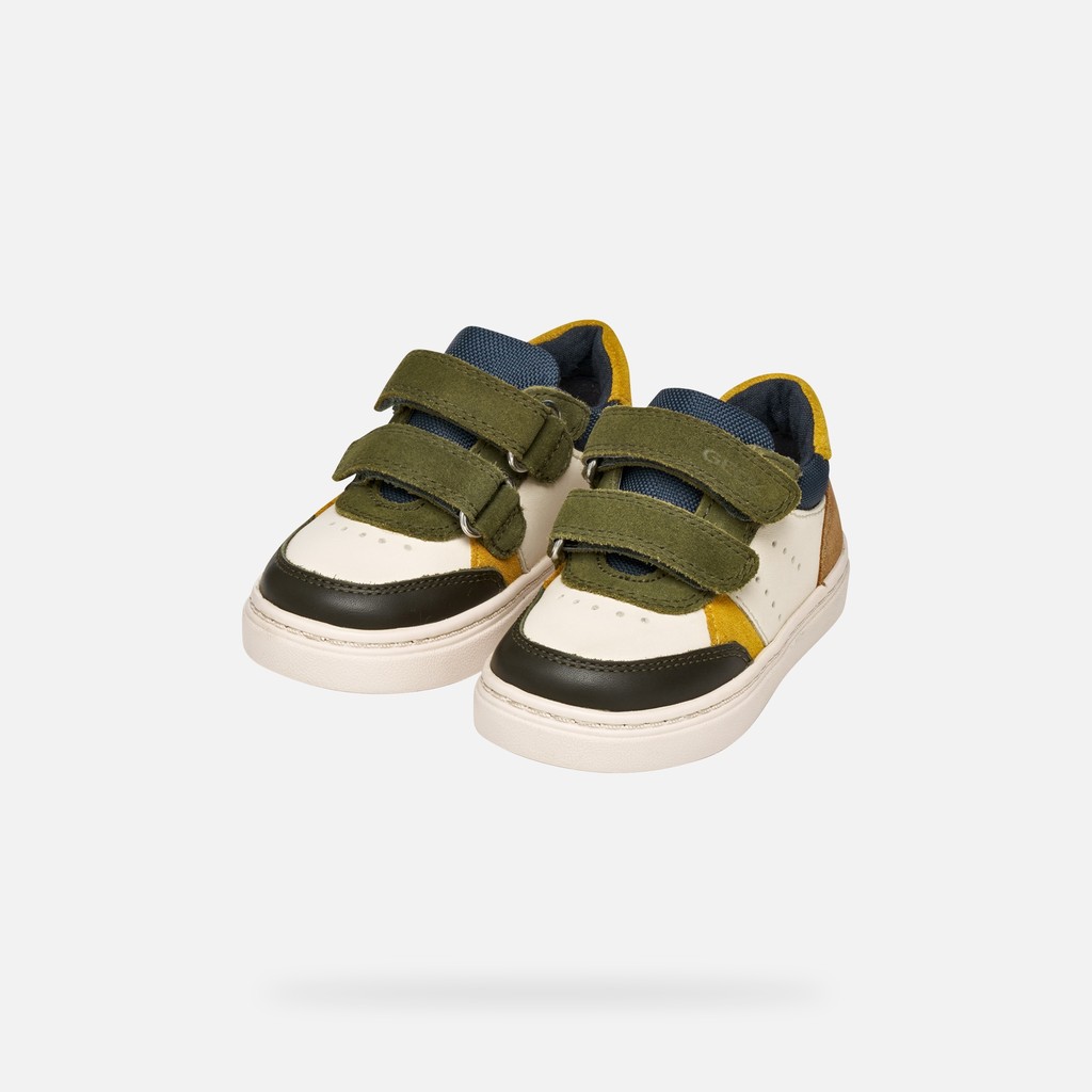 Sneakers with straps NASHIK TODDLER BOY Light ivory/Dark green - image number 7 | GEOX