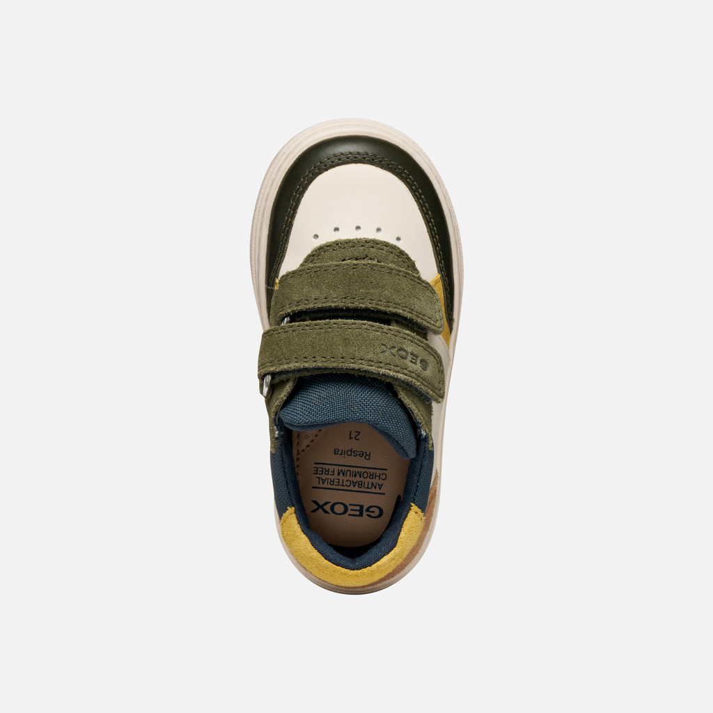 Sneakers with straps NASHIK TODDLER BOY Light ivory/Dark green - image number 5 | GEOX