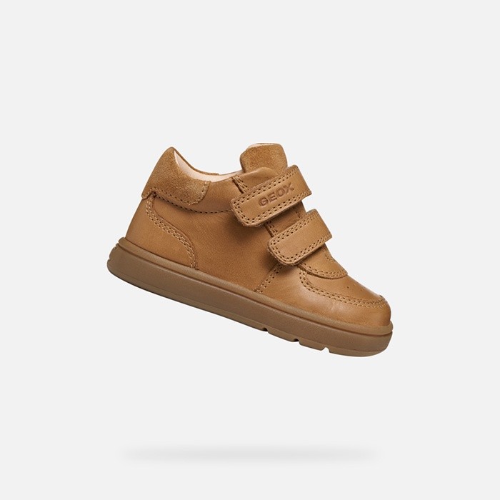 Sapatos primeiros passos velcro BIGLIA REC&Eacute;M-NASCIDO Conhaque | GEOX