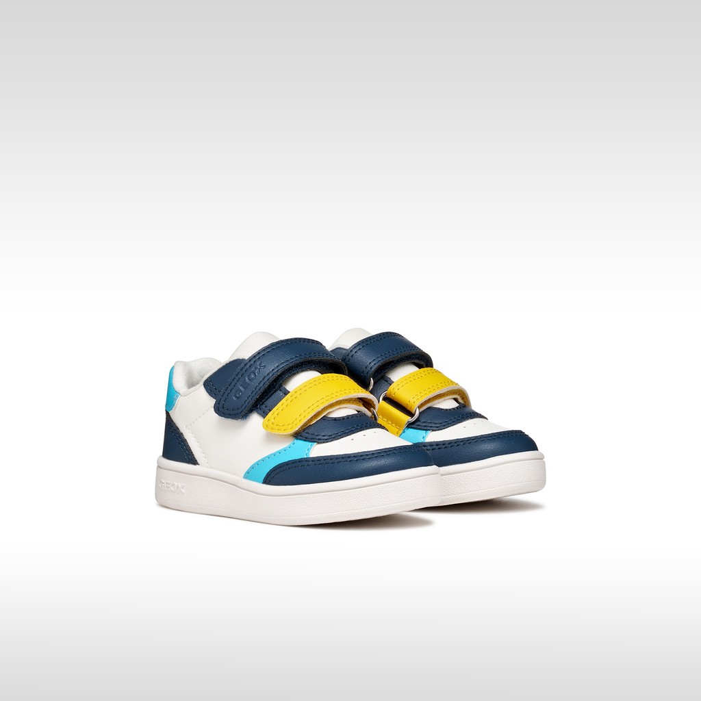 Sneakers &agrave; scratch ECLYPER PETIT GAR&Ccedil;ON Bleu marine clair/Blanc - image number 1 | GEOX