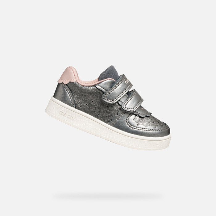 Sneakers à scratch ECLYPER PETITE FILLE Gris/Rose clair | GEOX