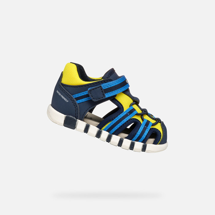 Closed toe sandals SANDAL IUPIDOO   BABY Navy/Fluo Yellow | GEOX